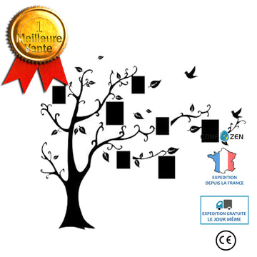 Arbre photo noir trois générations salon amovible TV canapé fond sticker mural peinture chambre